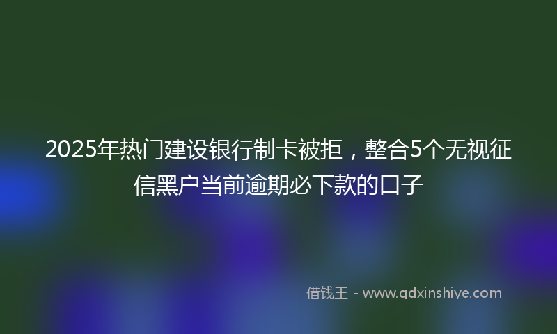 2025年热门建设银行制卡被拒，整合5个无视征信黑户当前逾期必下款的口子