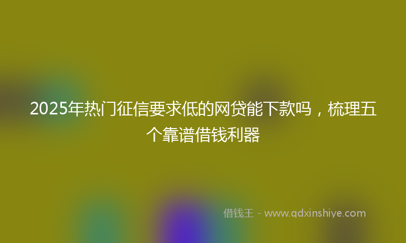 2025年热门征信要求低的网贷能下款吗，梳理五个靠谱借钱利器