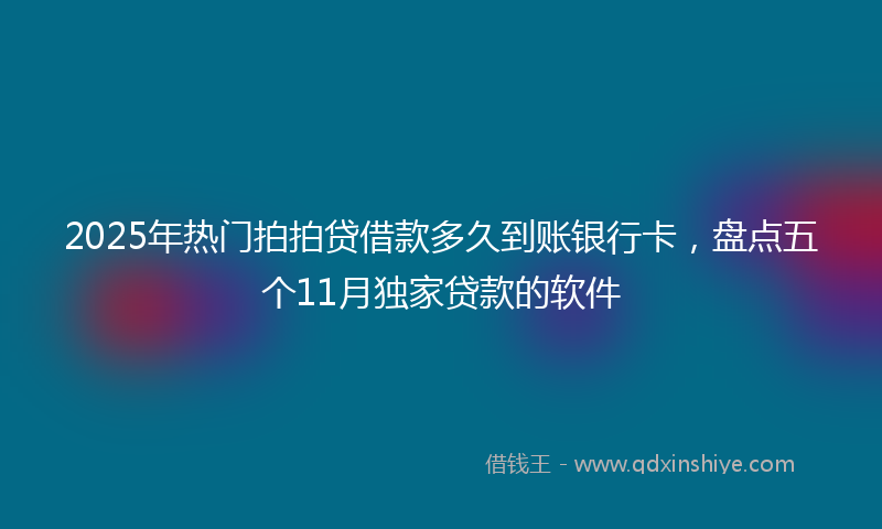 2025年热门拍拍贷借款多久到账银行卡，盘点五个11月独家贷款的软件