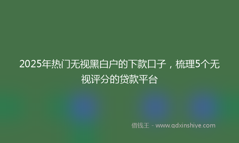 2025年热门无视黑白户的下款口子，梳理5个无视评分的贷款平台