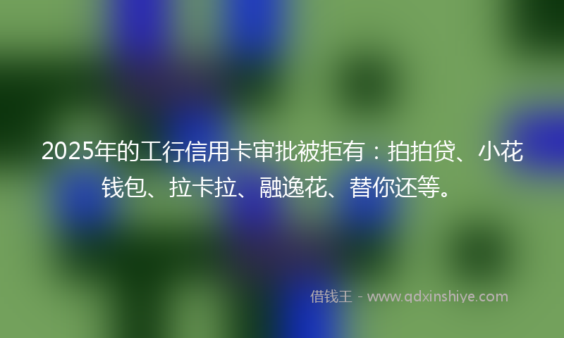 2025年的工行信用卡审批被拒有：拍拍贷、小花钱包、拉卡拉、融逸花、替你还等。