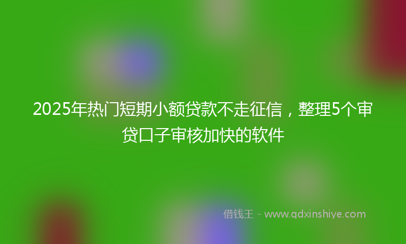 2025年热门短期小额贷款不走征信，整理5个审贷口子审核加快的软件