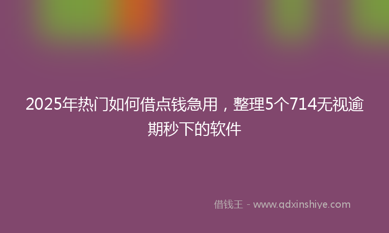 2025年热门如何借点钱急用，整理5个714无视逾期秒下的软件