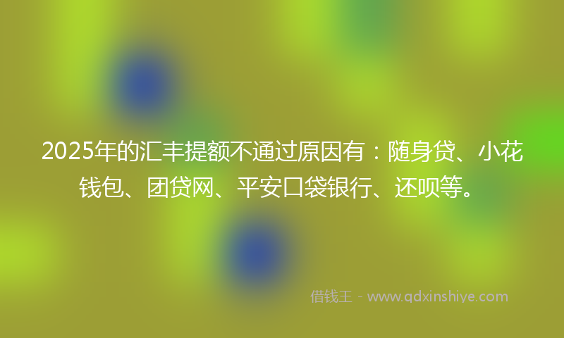 2025年的汇丰提额不通过原因有：随身贷、小花钱包、团贷网、平安口袋银行、还呗等。