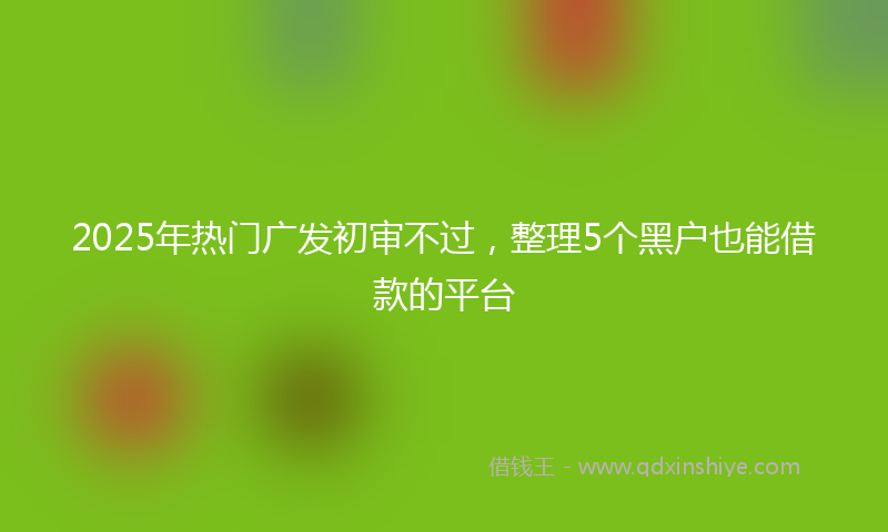 2025年热门广发初审不过，整理5个黑户也能借款的平台