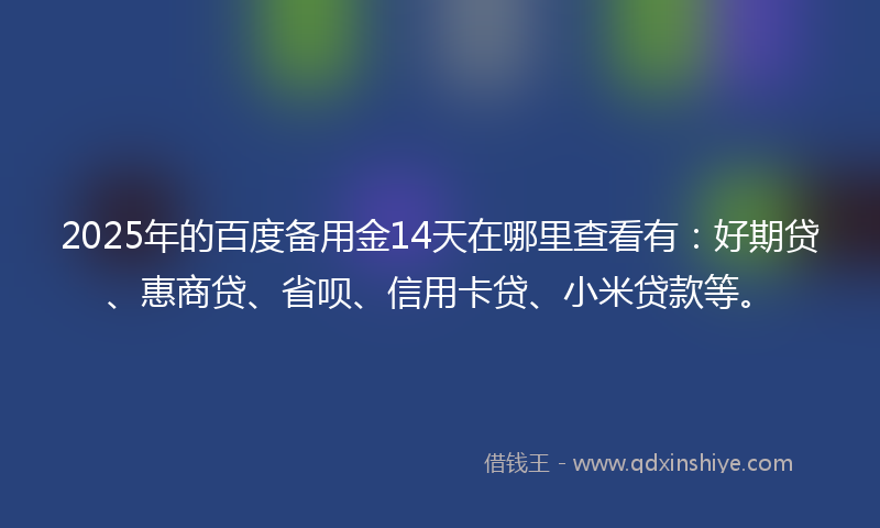 2025年的百度备用金14天在哪里查看有：好期贷、惠商贷、省呗、信用卡贷、小米贷款等。