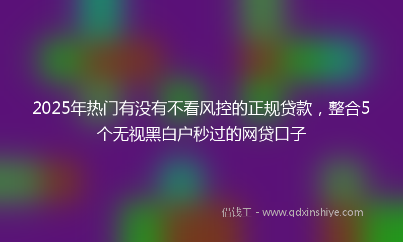 2025年热门有没有不看风控的正规贷款，整合5个无视黑白户秒过的网贷口子