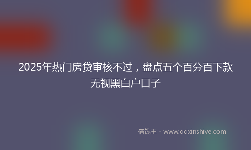 2025年热门房贷审核不过，盘点五个百分百下款无视黑白户口子