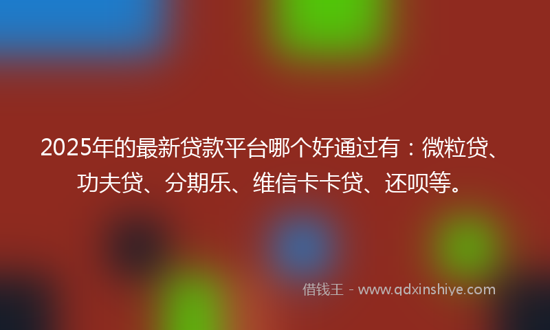 2025年的最新贷款平台哪个好通过有：微粒贷、功夫贷、分期乐、维信卡卡贷、还呗等。