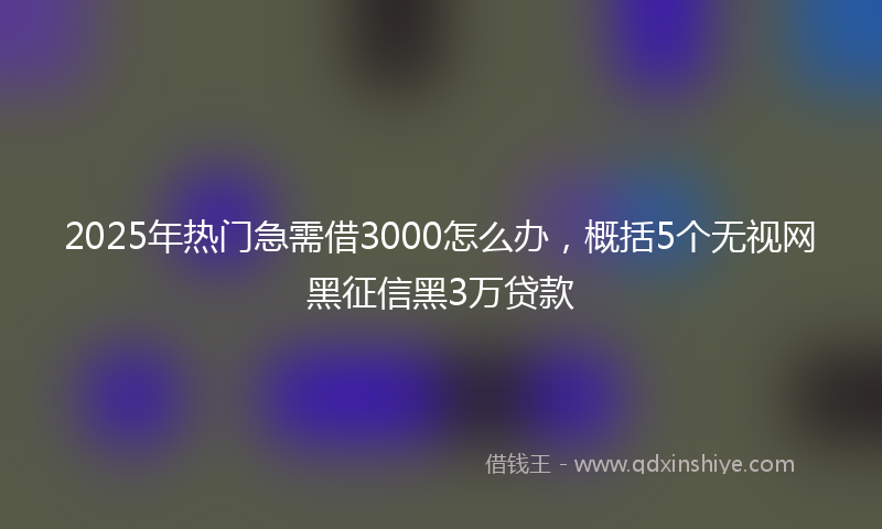 2025年热门急需借3000怎么办，概括5个无视网黑征信黑3万贷款