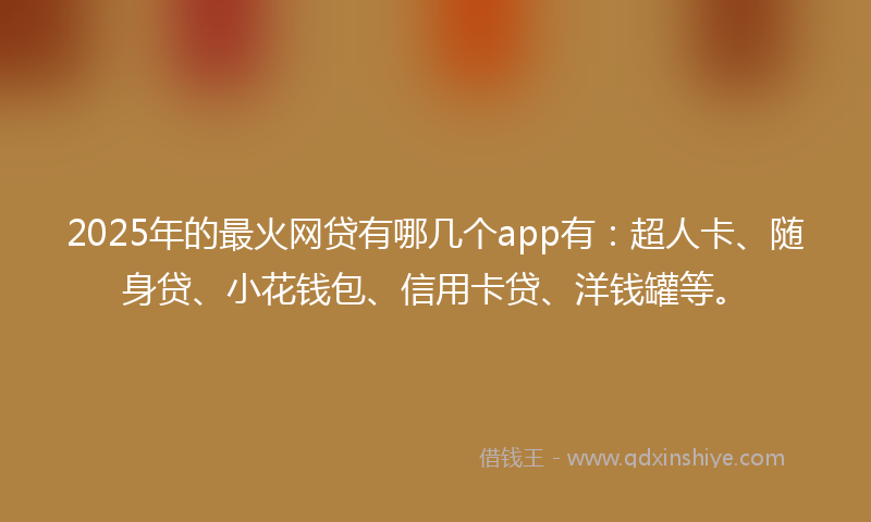 2025年的最火网贷有哪几个app有：超人卡、随身贷、小花钱包、信用卡贷、洋钱罐等。