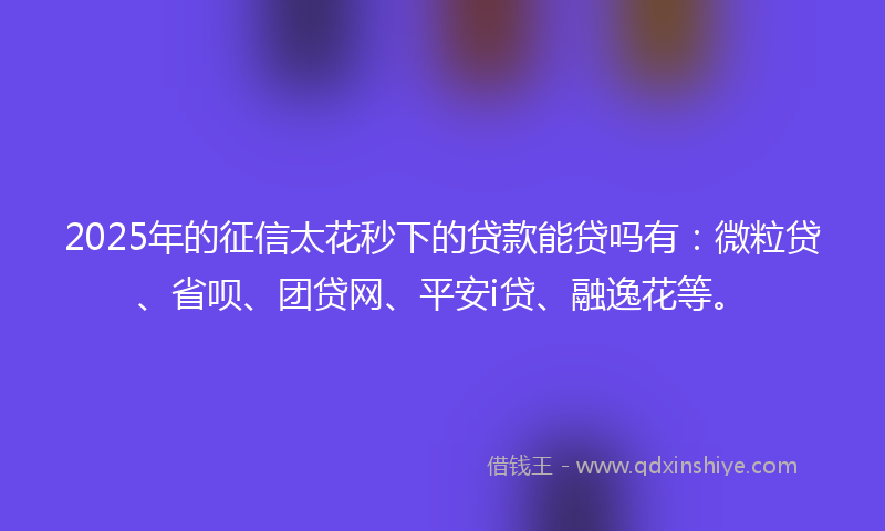 2025年的征信太花秒下的贷款能贷吗有：微粒贷、省呗、团贷网、平安i贷、融逸花等。