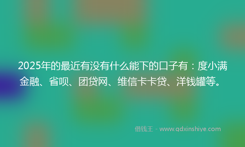 2025年的最近有没有什么能下的口子有：度小满金融、省呗、团贷网、维信卡卡贷、洋钱罐等。