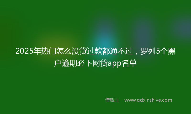2025年热门怎么没贷过款都通不过，罗列5个黑户逾期必下网贷app名单