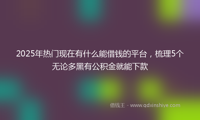 2025年热门现在有什么能借钱的平台，梳理5个无论多黑有公积金就能下款