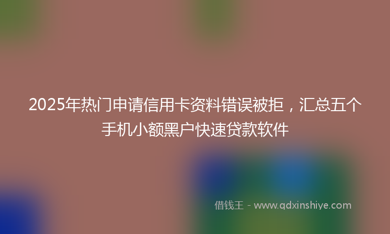 2025年热门申请信用卡资料错误被拒，汇总五个手机小额黑户快速贷款软件