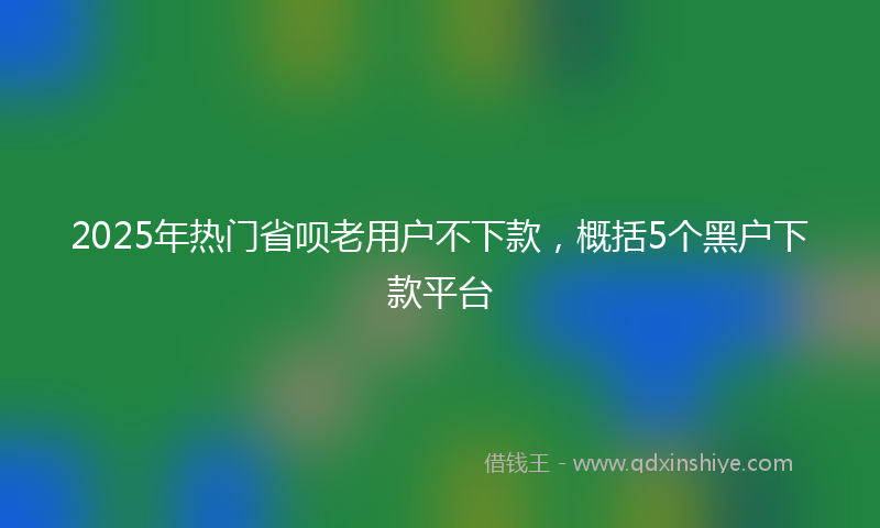 2025年热门省呗老用户不下款，概括5个黑户下款平台