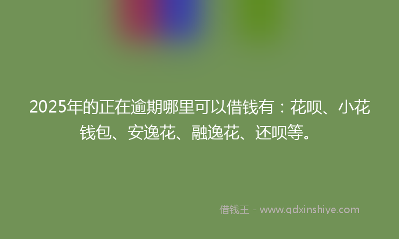 2025年的正在逾期哪里可以借钱有：花呗、小花钱包、安逸花、融逸花、还呗等。
