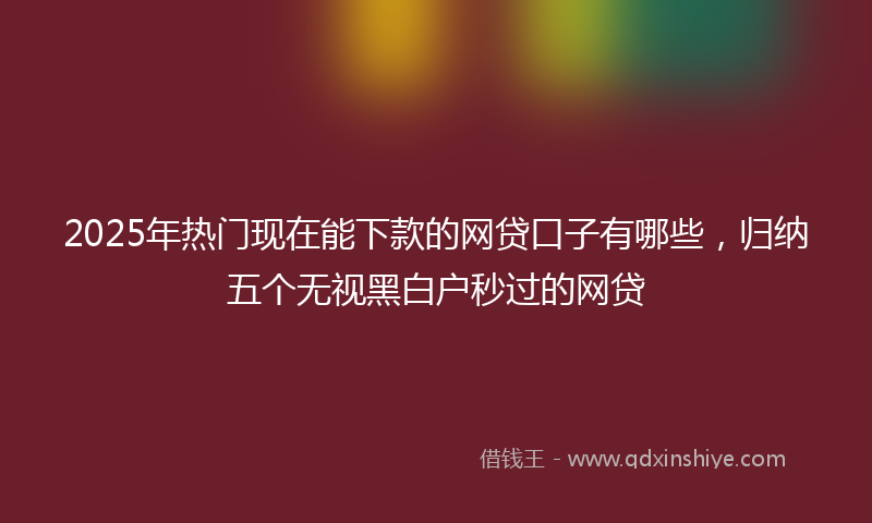 2025年热门现在能下款的网贷口子有哪些，归纳五个无视黑白户秒过的网贷