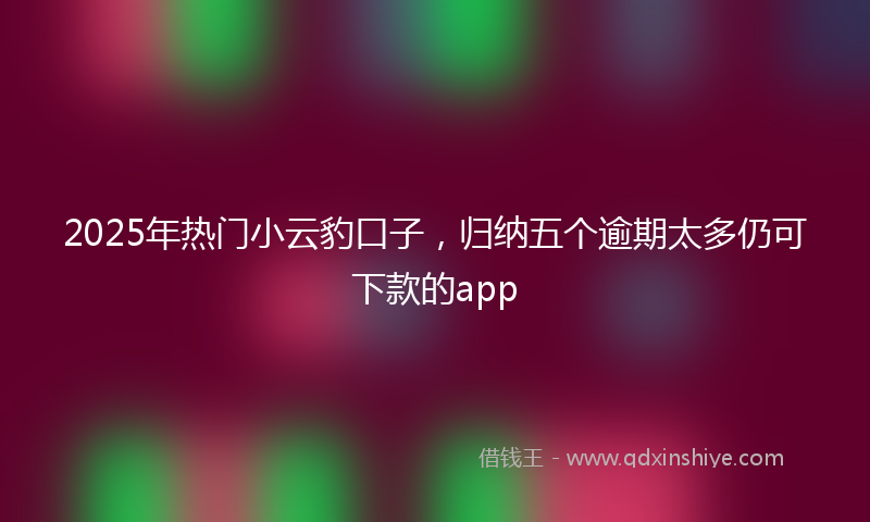 2025年热门小云豹口子，归纳五个逾期太多仍可下款的app