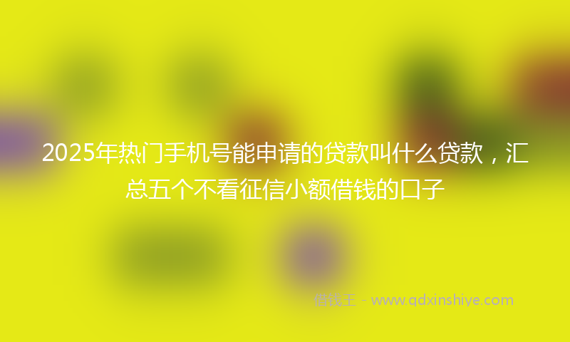 2025年热门手机号能申请的贷款叫什么贷款，汇总五个不看征信小额借钱的口子