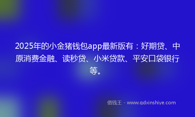 2025年的小金猪钱包app最新版有：好期贷、中原消费金融、读秒贷、小米贷款、平安口袋银行等。