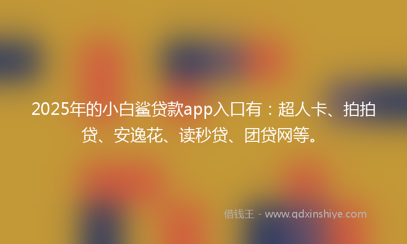 2025年的小白鲨贷款app入口有：超人卡、拍拍贷、安逸花、读秒贷、团贷网等。