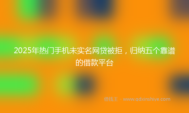 2025年热门手机未实名网贷被拒，归纳五个靠谱的借款平台
