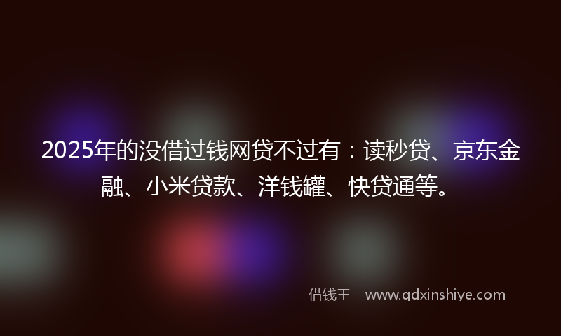 2025年的没借过钱网贷不过有：读秒贷、京东金融、小米贷款、洋钱罐、快贷通等。
