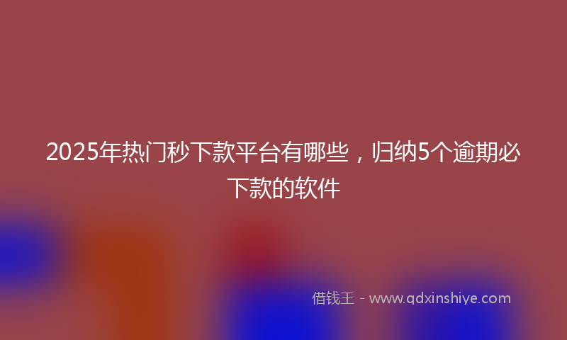 2025年热门秒下款平台有哪些，归纳5个逾期必下款的软件