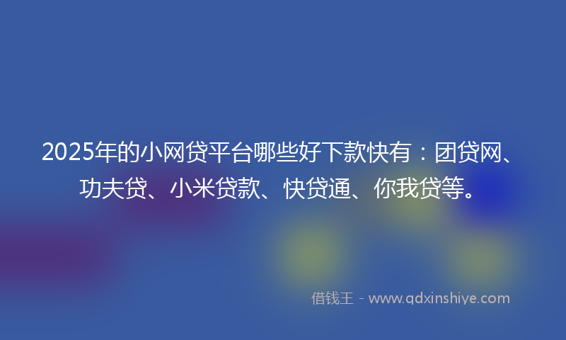 2025年的小网贷平台哪些好下款快有：团贷网、功夫贷、小米贷款、快贷通、你我贷等。