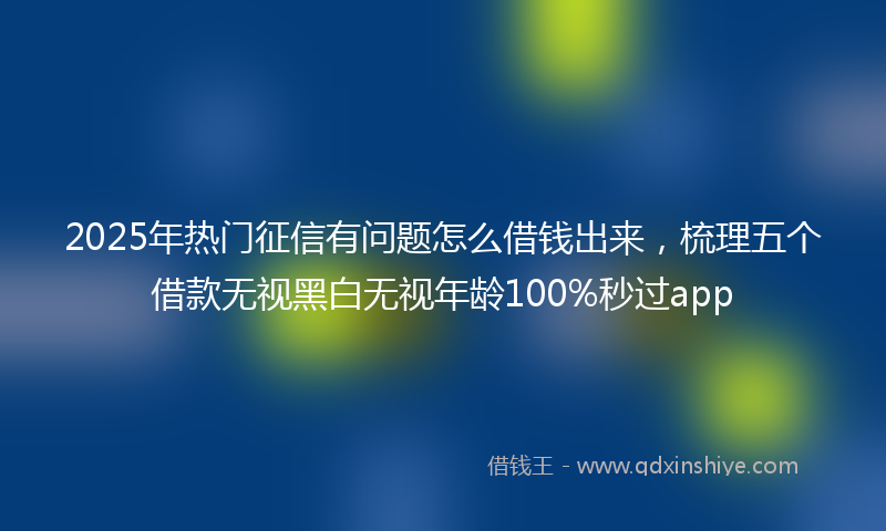 2025年热门征信有问题怎么借钱出来，梳理五个借款无视黑白无视年龄100%秒过app