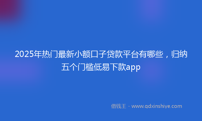 2025年热门最新小额口子贷款平台有哪些，归纳五个门槛低易下款app