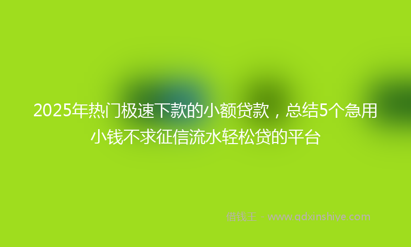2025年热门极速下款的小额贷款，总结5个急用小钱不求征信流水轻松贷的平台