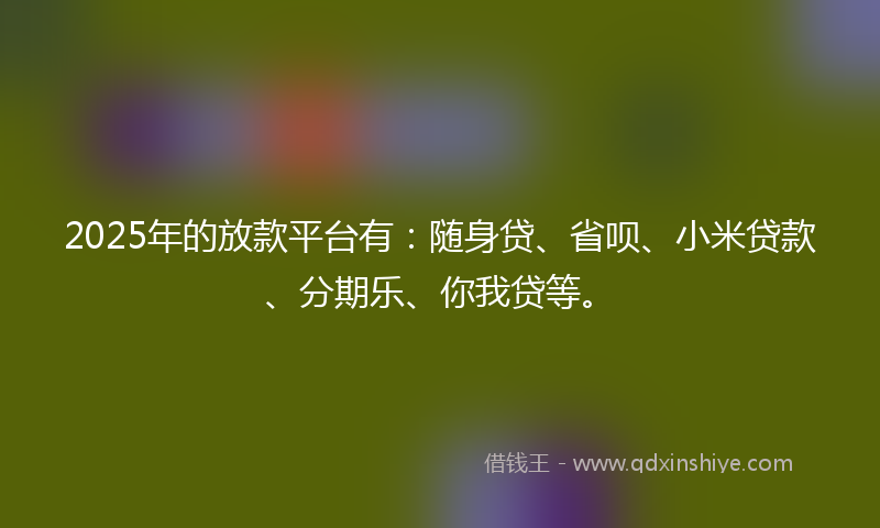 2025年的放款平台有：随身贷、省呗、小米贷款、分期乐、你我贷等。