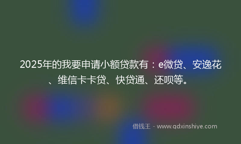 2025年的我要申请小额贷款有：e微贷、安逸花、维信卡卡贷、快贷通、还呗等。