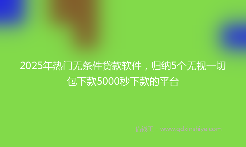 2025年热门无条件贷款软件，归纳5个无视一切包下款5000秒下款的平台