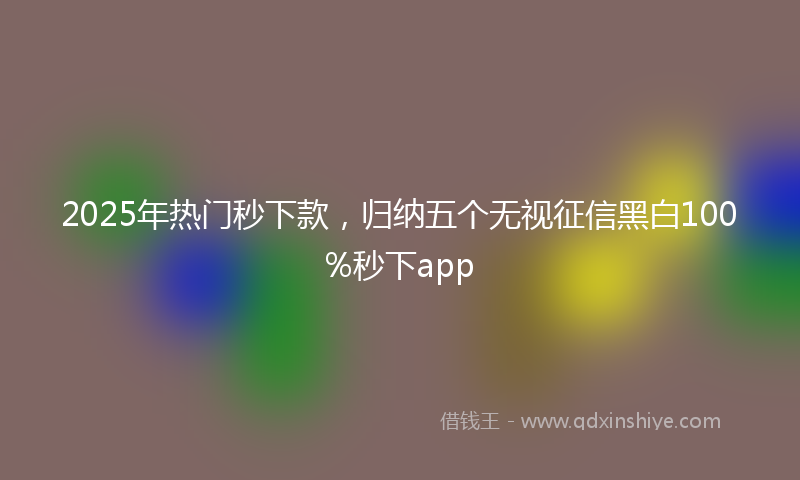 2025年热门秒下款，归纳五个无视征信黑白100%秒下app