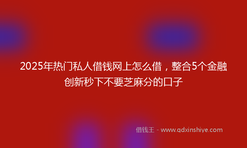 2025年热门私人借钱网上怎么借，整合5个金融创新秒下不要芝麻分的口子