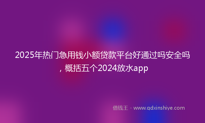 2025年热门急用钱小额贷款平台好通过吗安全吗，概括五个2024放水app