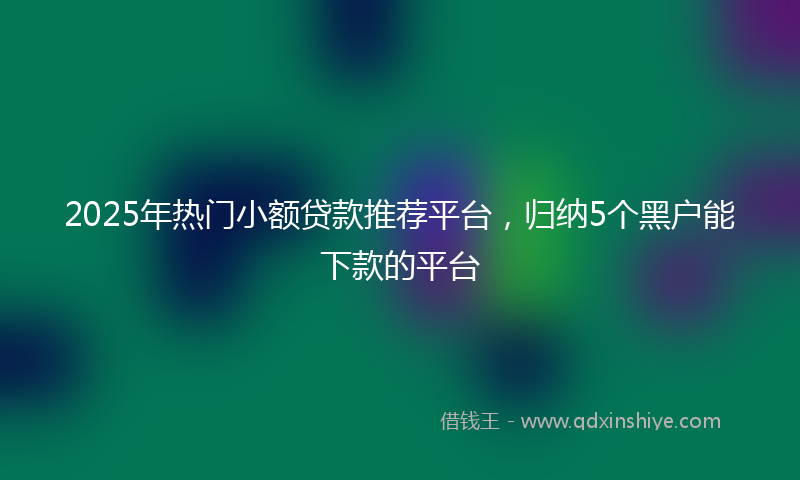 2025年热门小额贷款推荐平台，归纳5个黑户能下款的平台