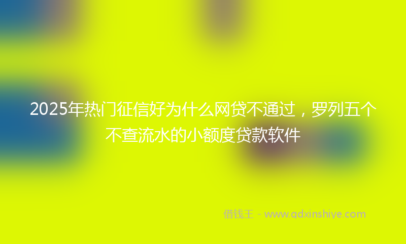 2025年热门征信好为什么网贷不通过，罗列五个不查流水的小额度贷款软件