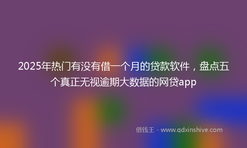 2025年热门有没有借一个月的贷款软件，盘点五个真正无视逾期大数据的网贷app