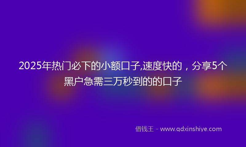 2025年热门必下的小额口子,速度快的，分享5个黑户急需三万秒到的的口子