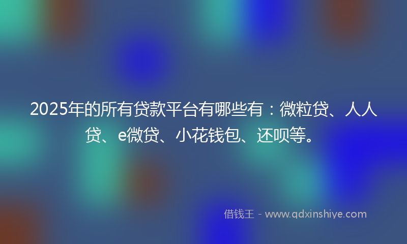 2025年的所有贷款平台有哪些有：微粒贷、人人贷、e微贷、小花钱包、还呗等。
