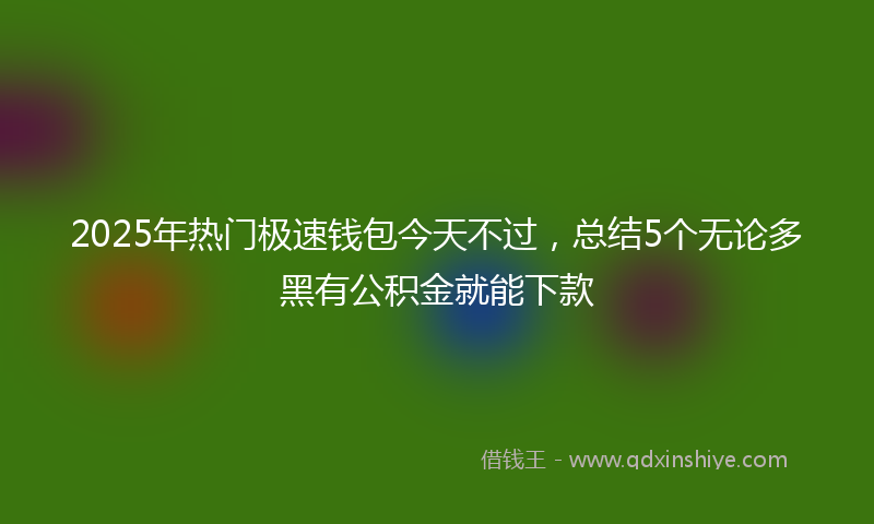 2025年热门极速钱包今天不过，总结5个无论多黑有公积金就能下款