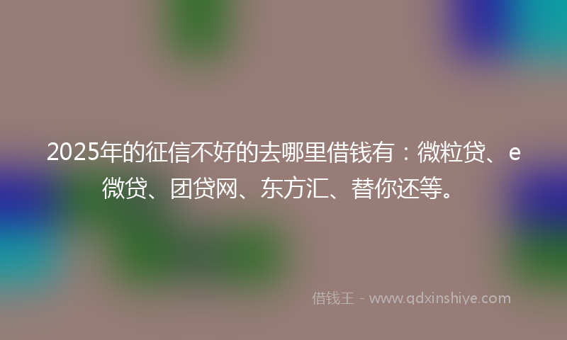 2025年的征信不好的去哪里借钱有：微粒贷、e微贷、团贷网、东方汇、替你还等。