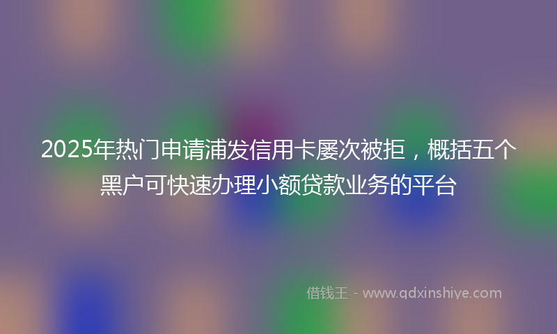 2025年热门申请浦发信用卡屡次被拒，概括五个黑户可快速办理小额贷款业务的平台