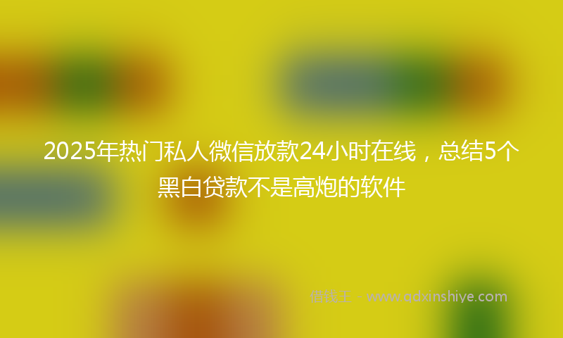 2025年热门私人微信放款24小时在线，总结5个黑白贷款不是高炮的软件
