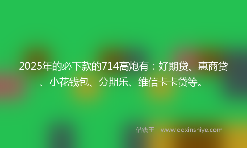 2025年的必下款的714高炮有：好期贷、惠商贷、小花钱包、分期乐、维信卡卡贷等。